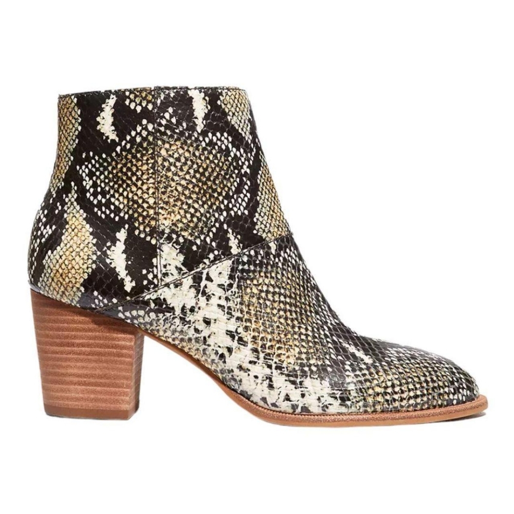 Snake Embossed Leather Ankle Boots